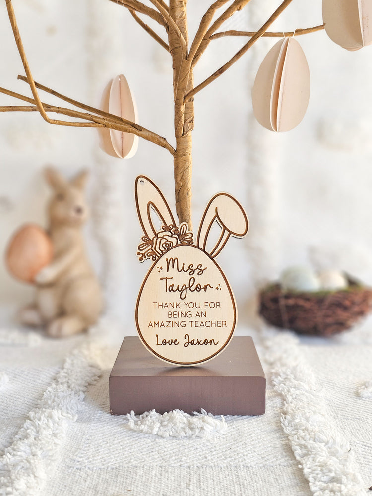 Floral Bunny Teacher Easter Tag