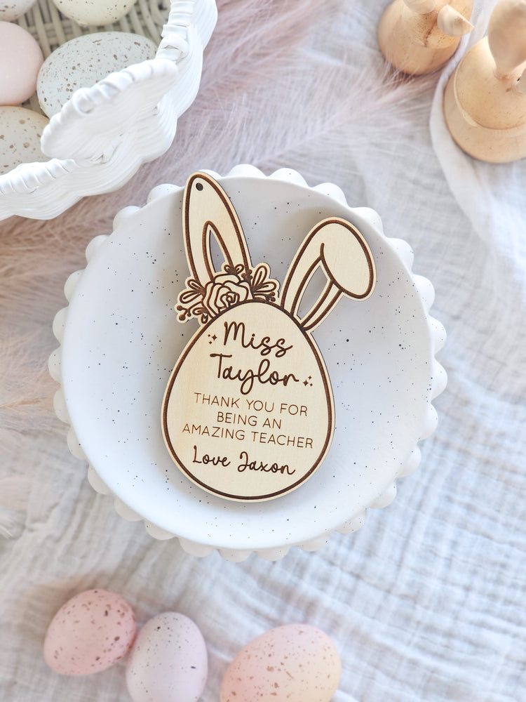 Floral Bunny Teacher Easter Tag
