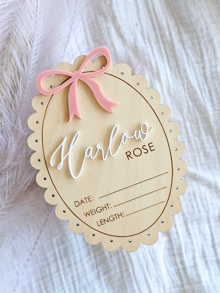 Vintage Oval Personalised Name Birth Announcement