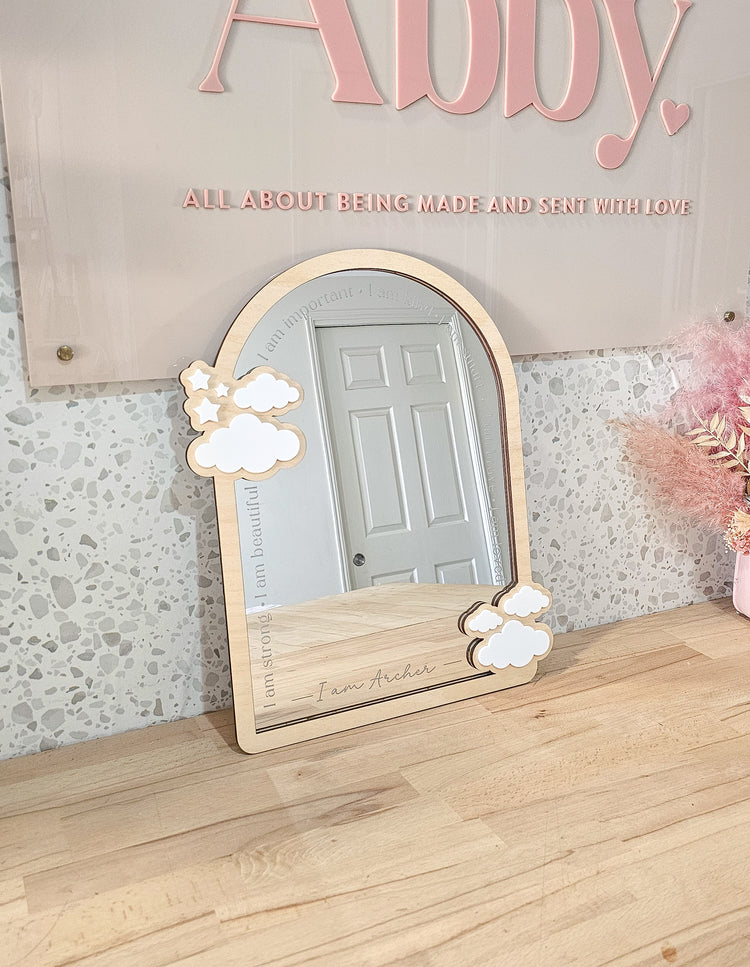 Personalised Daily Affirmation Mirror - Clouds