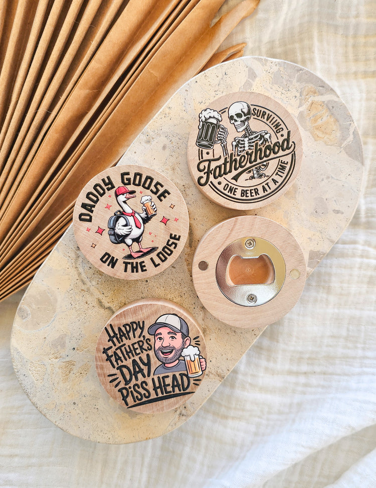 Round Magnetic Bottle Opener with Printed Designs
