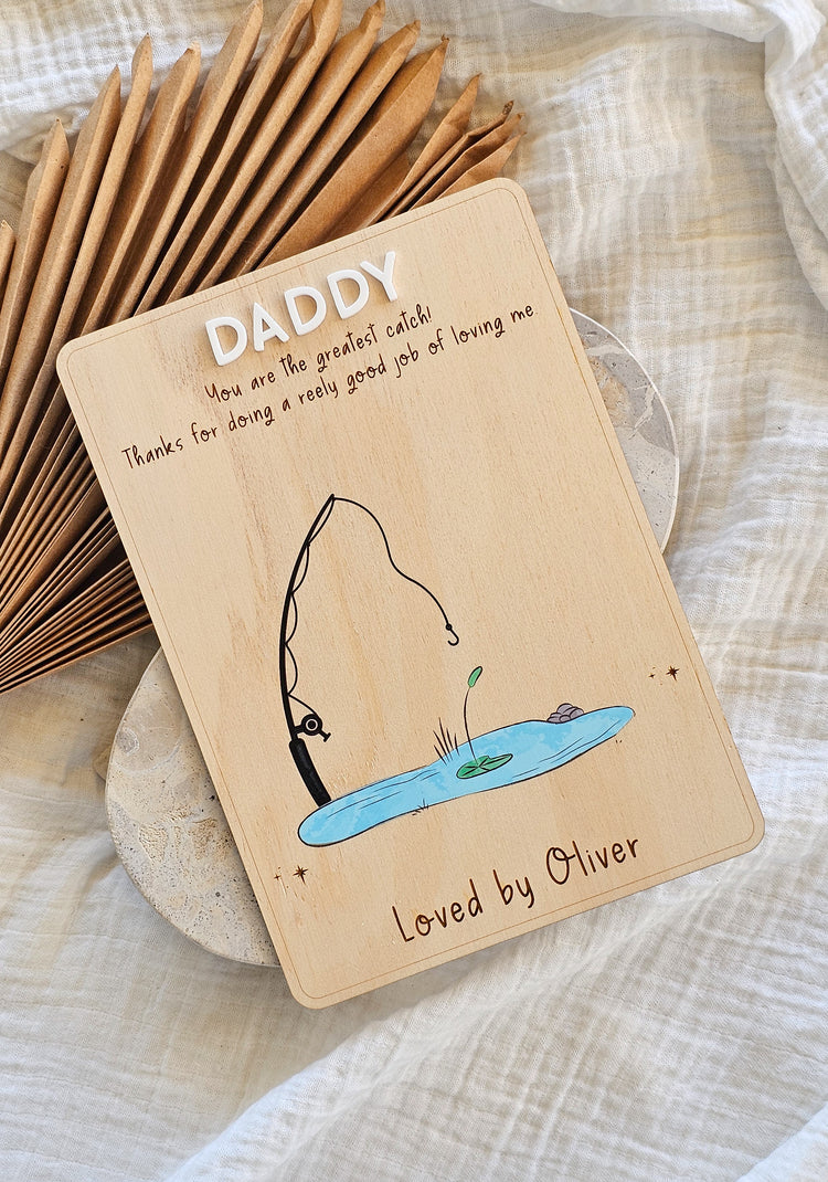 Father's Day Printed Handprint Sign - Fishing