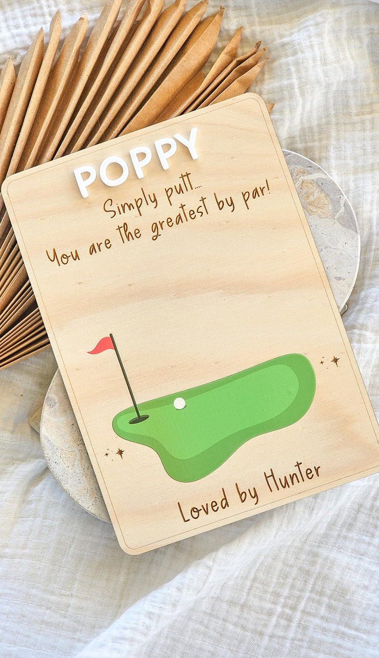 Father's Day Printed Handprint Sign - Golf Putting Green