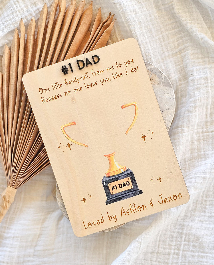 Father's Day Printed Handprint Sign - Trophy