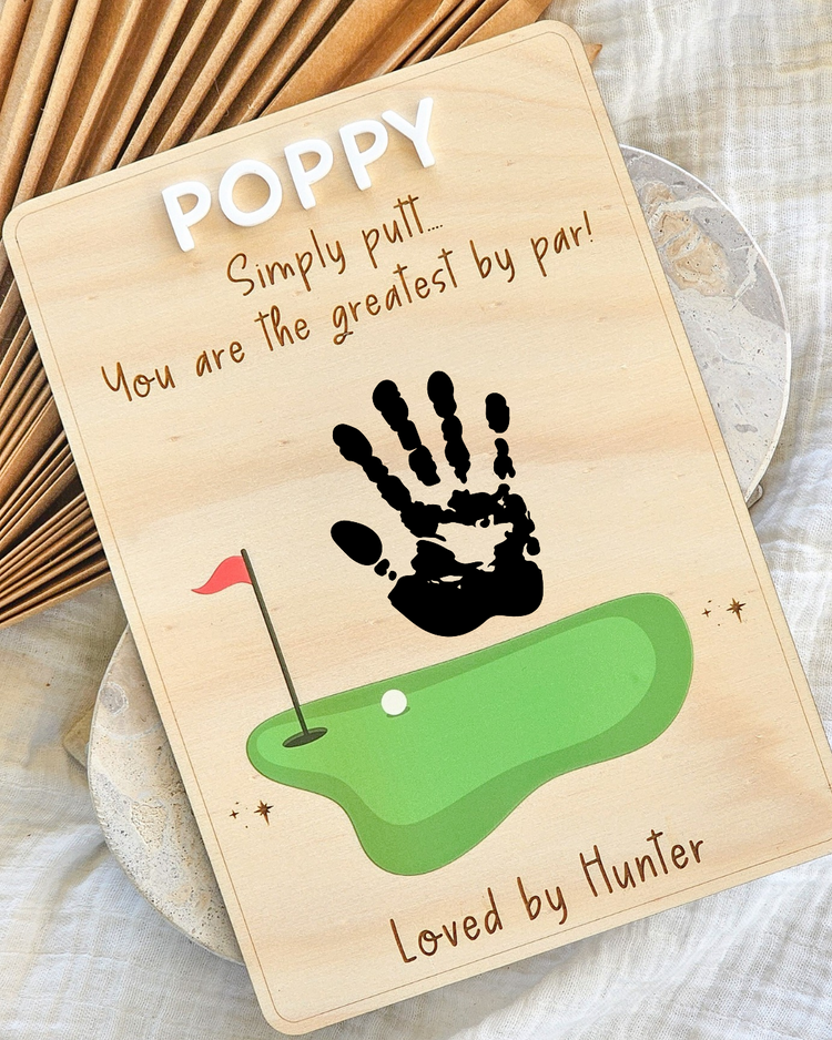 Father's Day Printed Handprint Sign - Golf Putting Green
