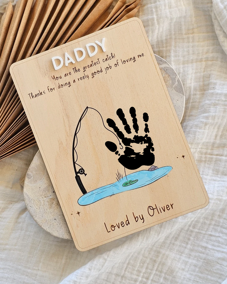 Father's Day Printed Handprint Sign - Fishing