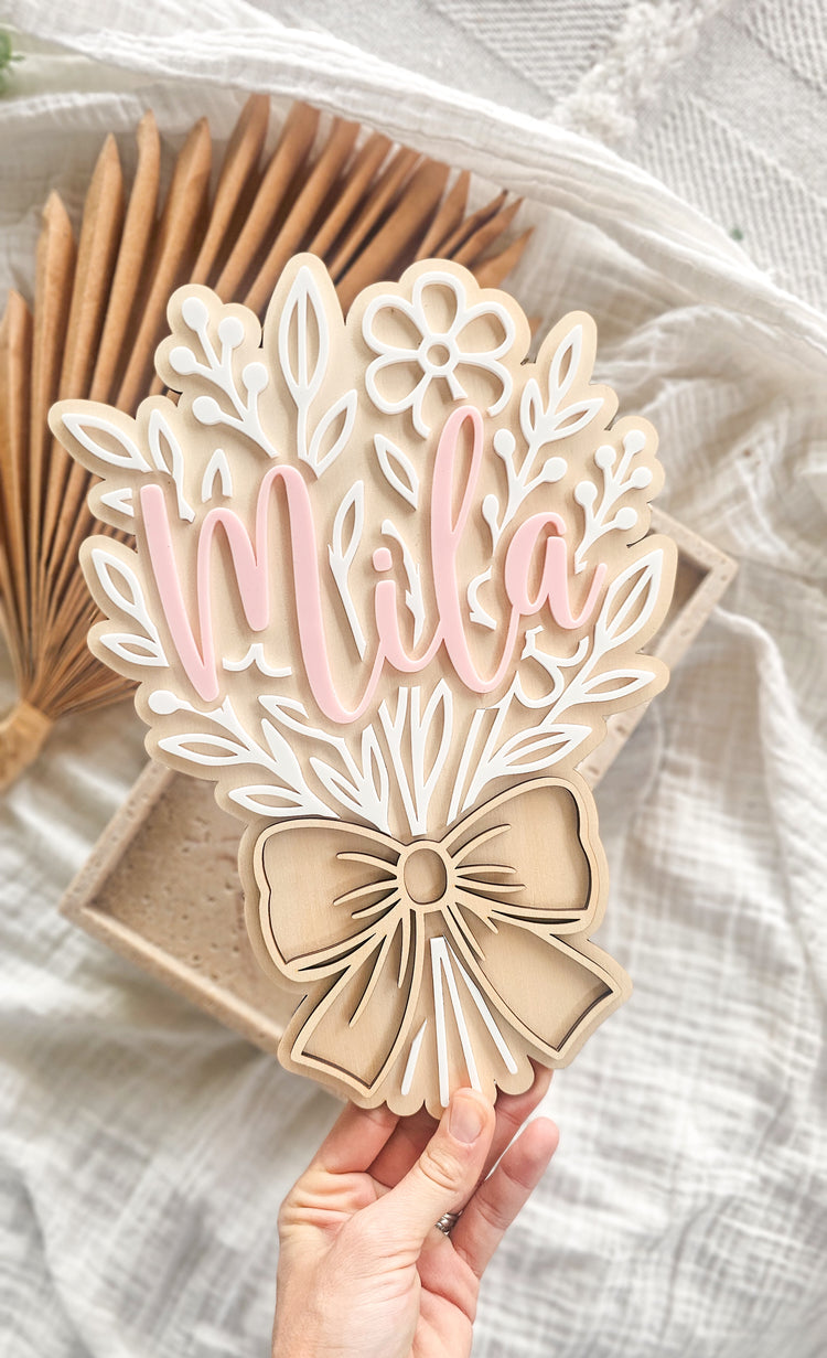 Bouquet Flower Personalised Name Plaque
