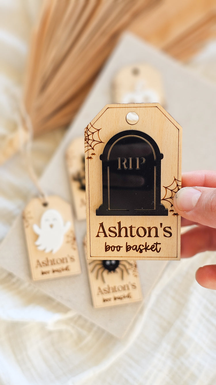 Halloween Timber Boo Basket Tags