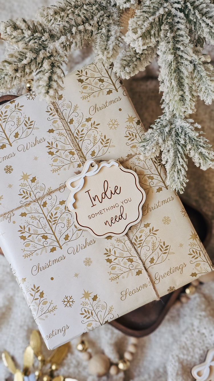 Wavy Bow Christmas Mindful Arch Tags - Want, wear, need, read, do, share