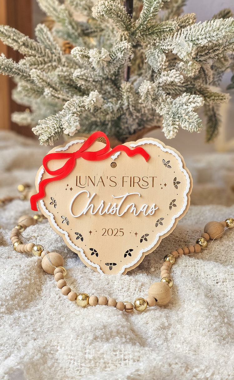Vintage Heart First Christmas Plaque