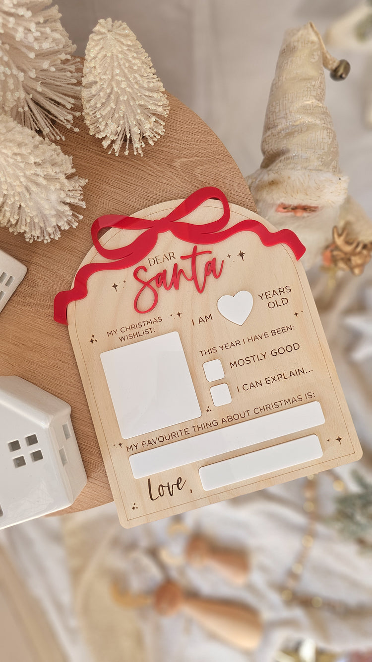 Dear Santa Letter Board - Bow Design
