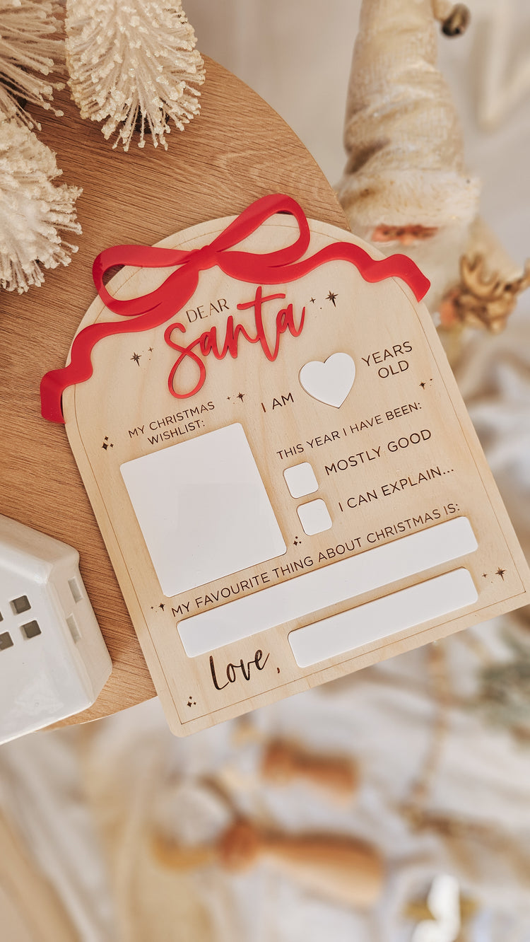 Dear Santa Letter Board - Bow Design