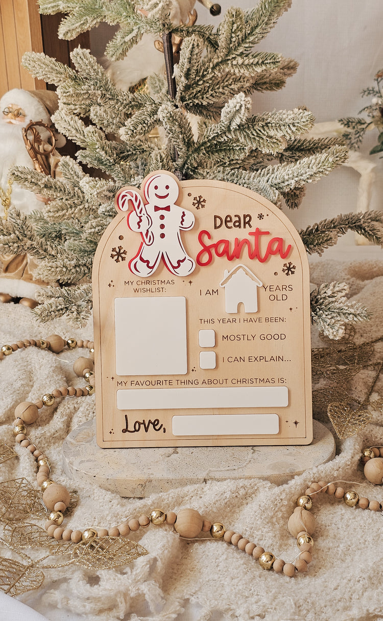 Dear Santa Letter Board - Gingerbread Design