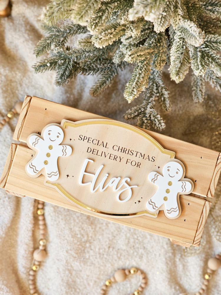 Gingerbread Christmas Crate Plaque Only