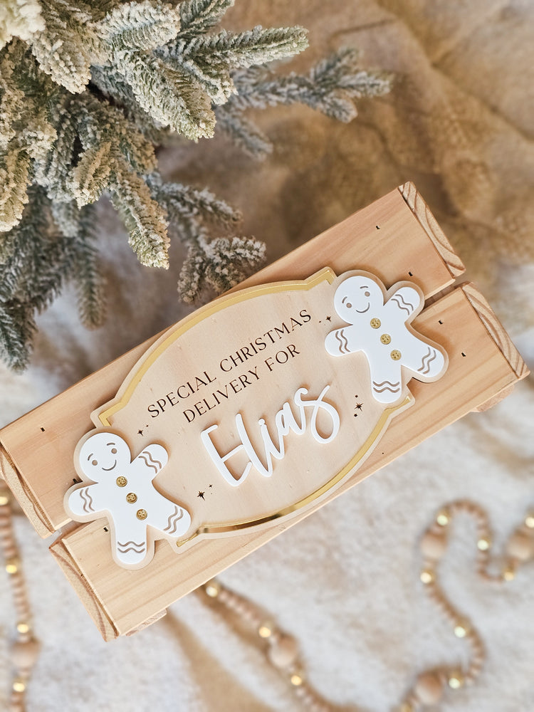 Gingerbread Christmas Crate Plaque Only