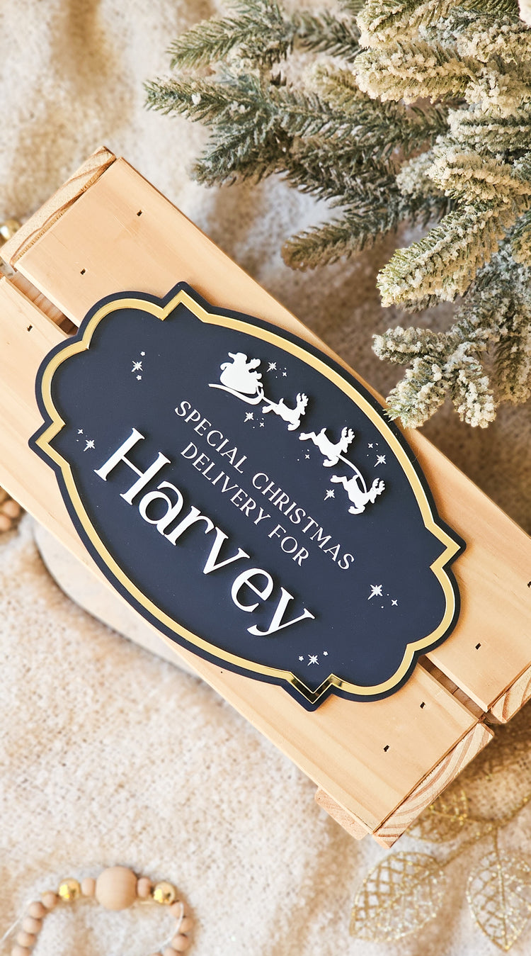 Vintage Acrylic Sleigh Crate Plaque Only