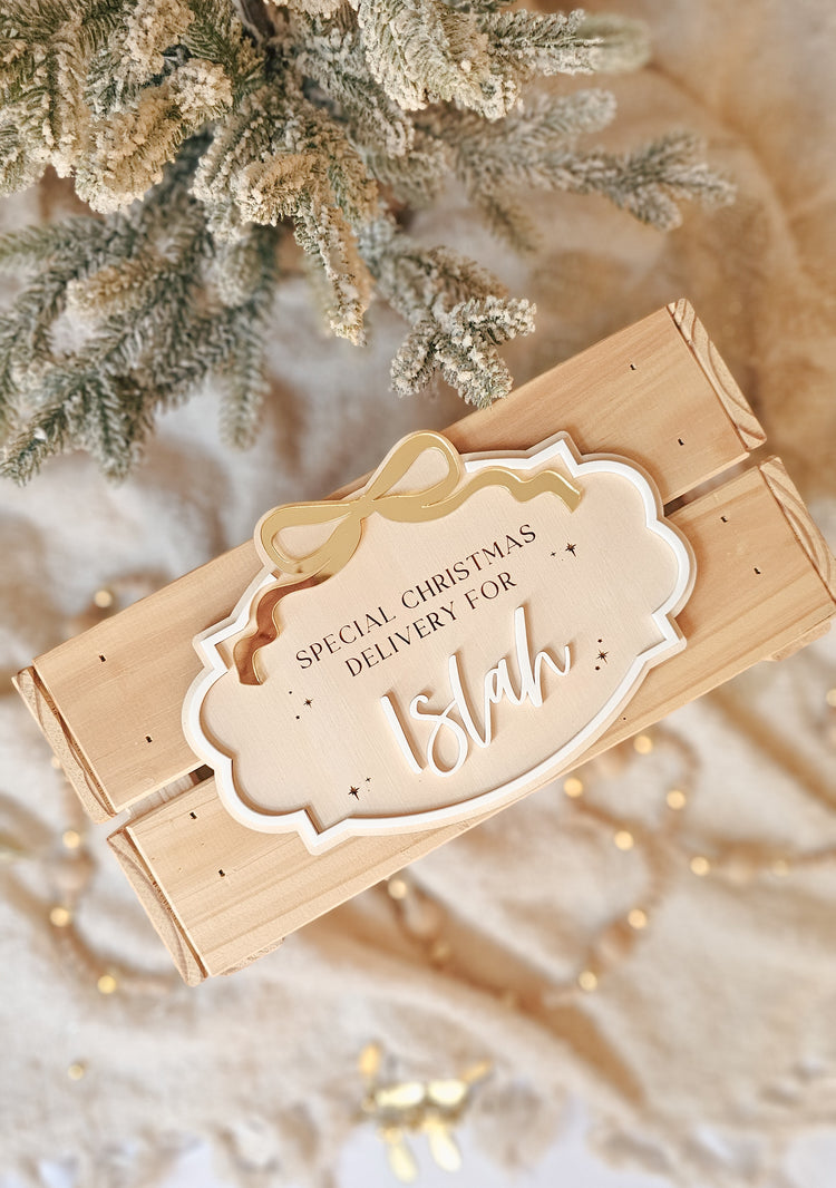 Christmas Bow Crate Plaque Only
