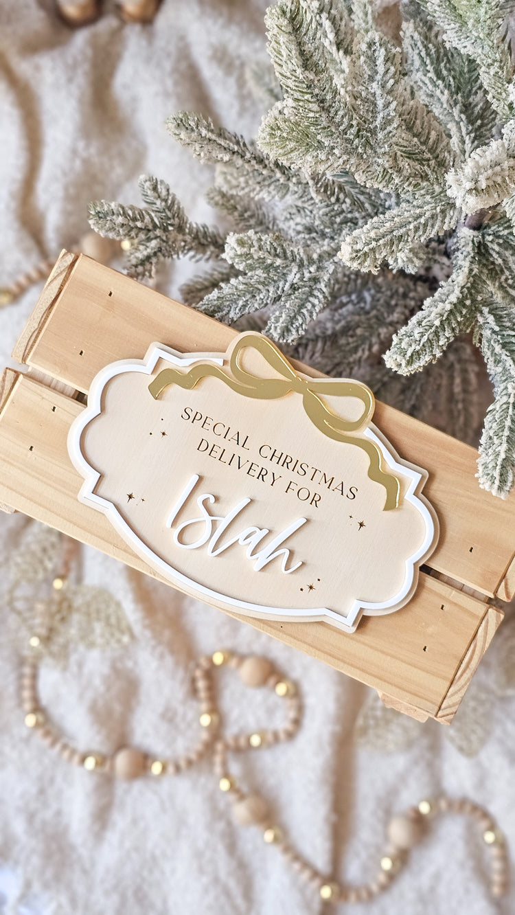 Christmas Bow Crate Plaque Only