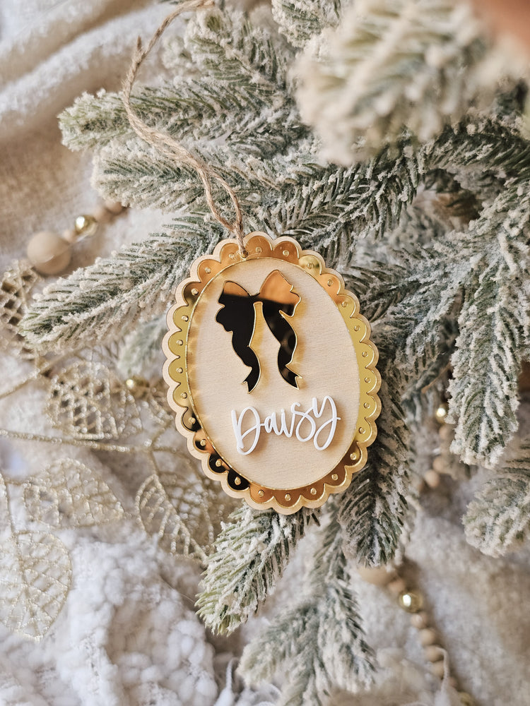 Vintage Bow Personalised Christmas Ornament
