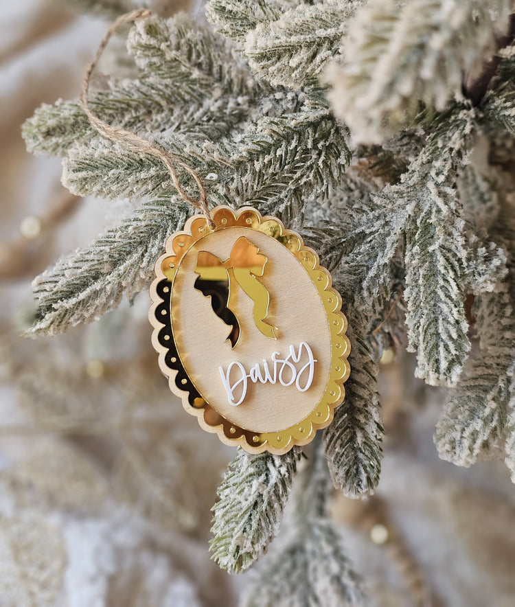Vintage Bow Personalised Christmas Ornament