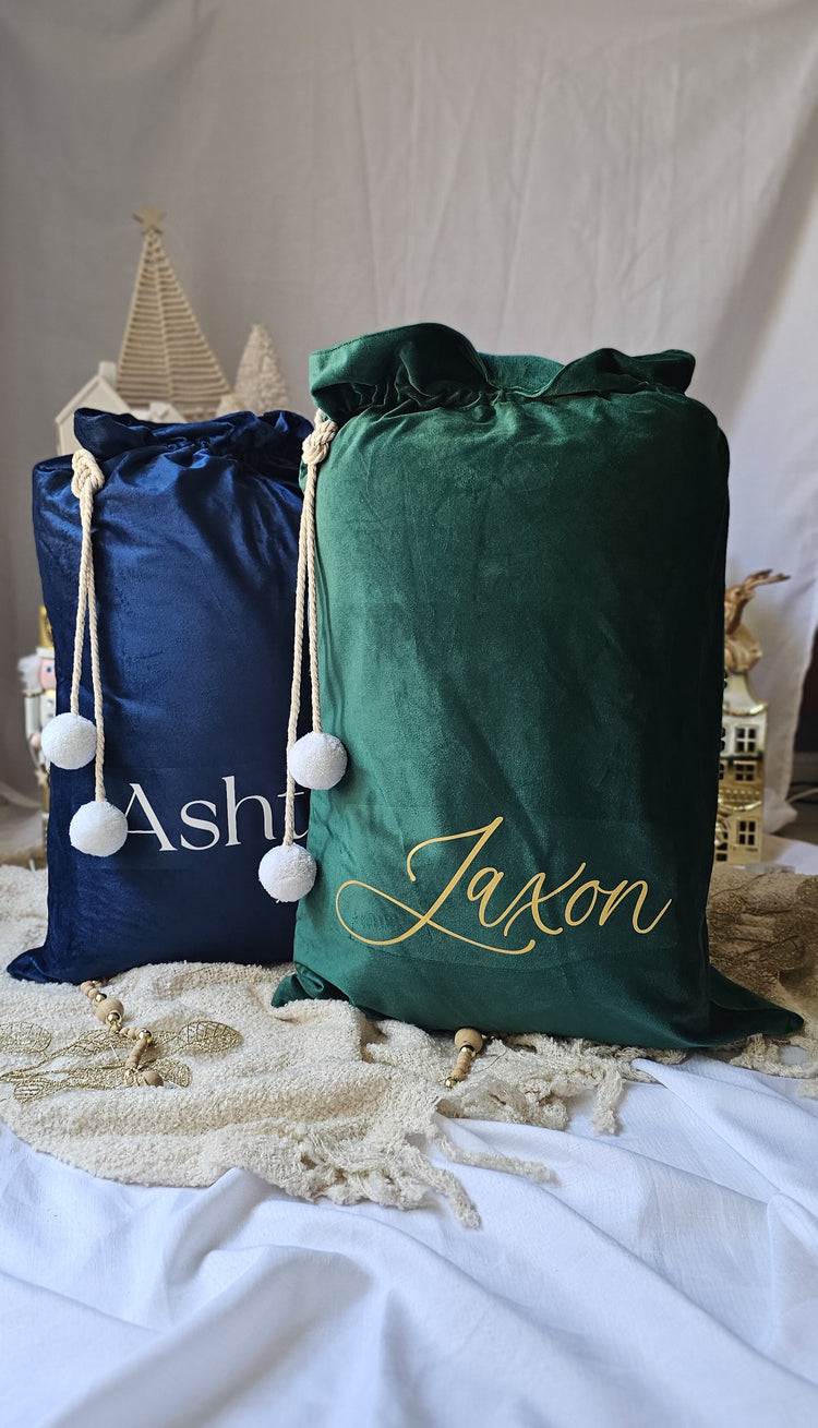 Personalised Deluxe Velvet Santa Sack- Multiple Colours