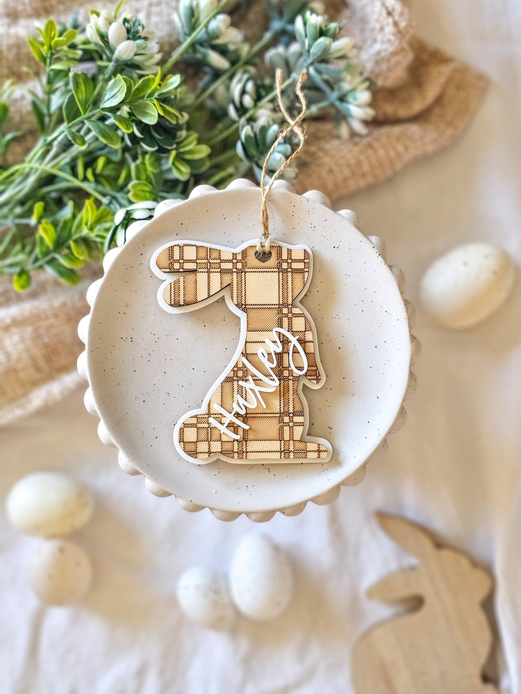 Plaid Tartan Easter Bunny Tag