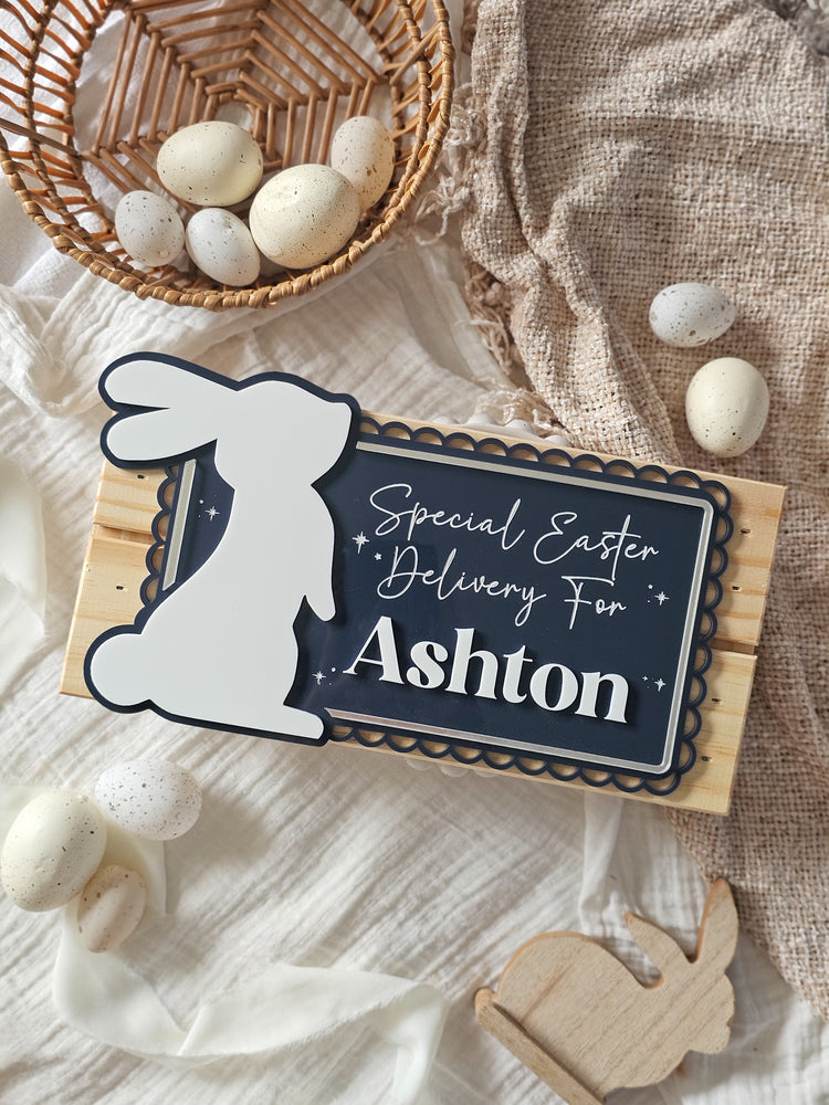 Scallop Large Bunny Easter Bunny Crate | Plaque Only