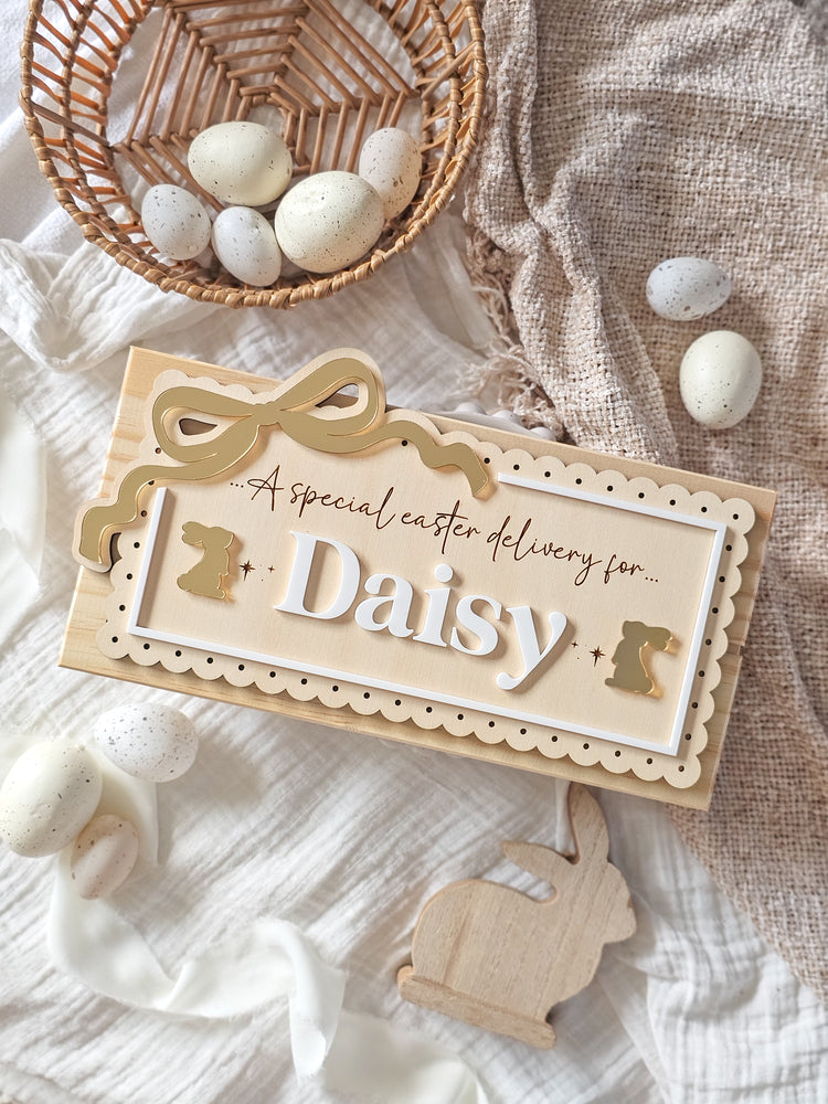 Vintage Bow Rectangle Crate | Plaque Only