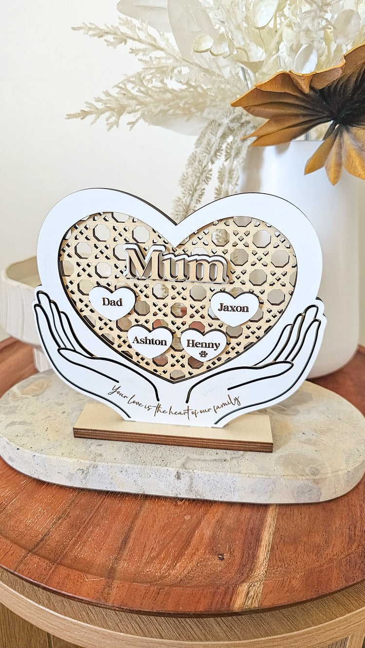 You are the heart of the family | Rattan Heart Stand