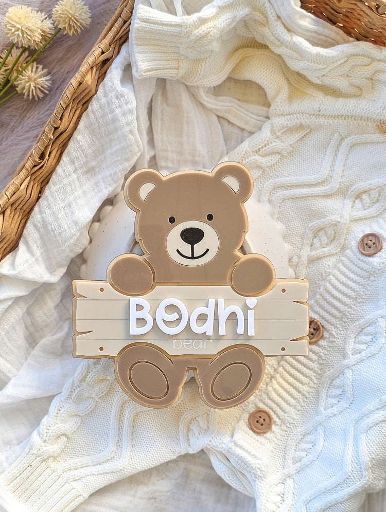 Personalised Name Plaque - Teddy Bear