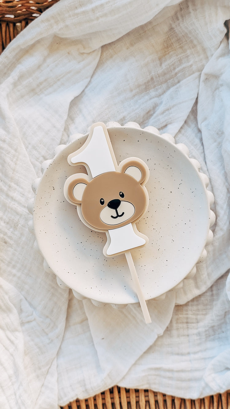 Teddy Bear Number Cake Topper