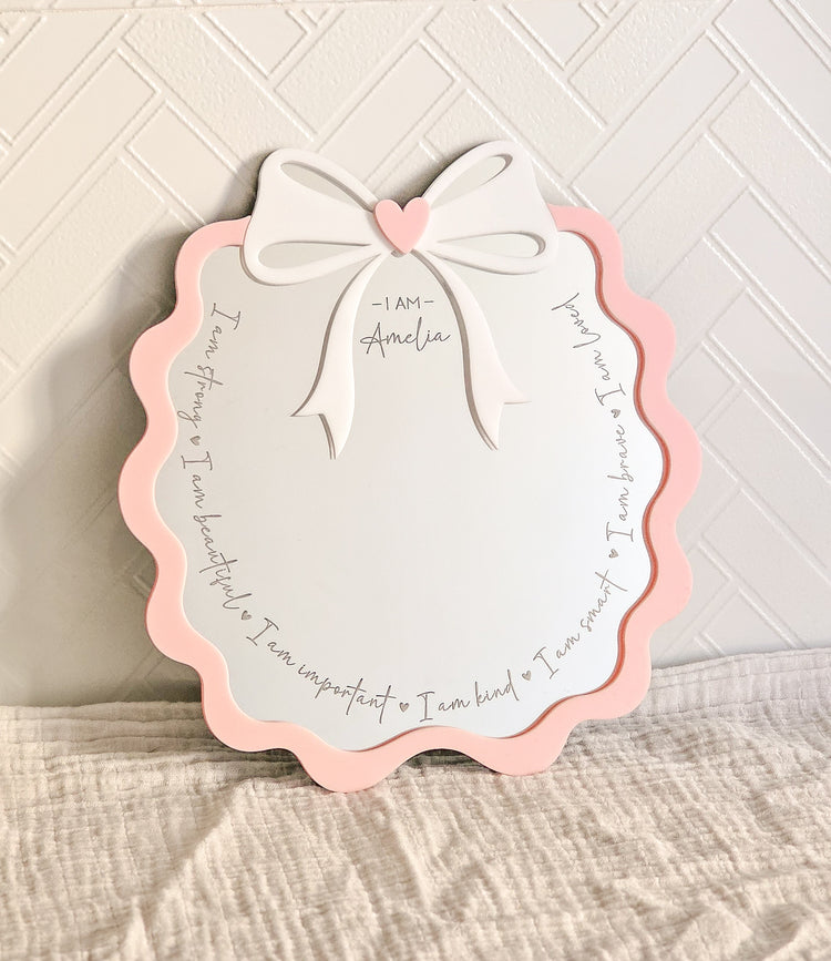 Personalised Daily Affirmation Mirror - Scallop Bow Design