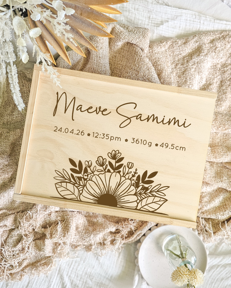 Wooden Keepsake Box - Daisy Wreath Design