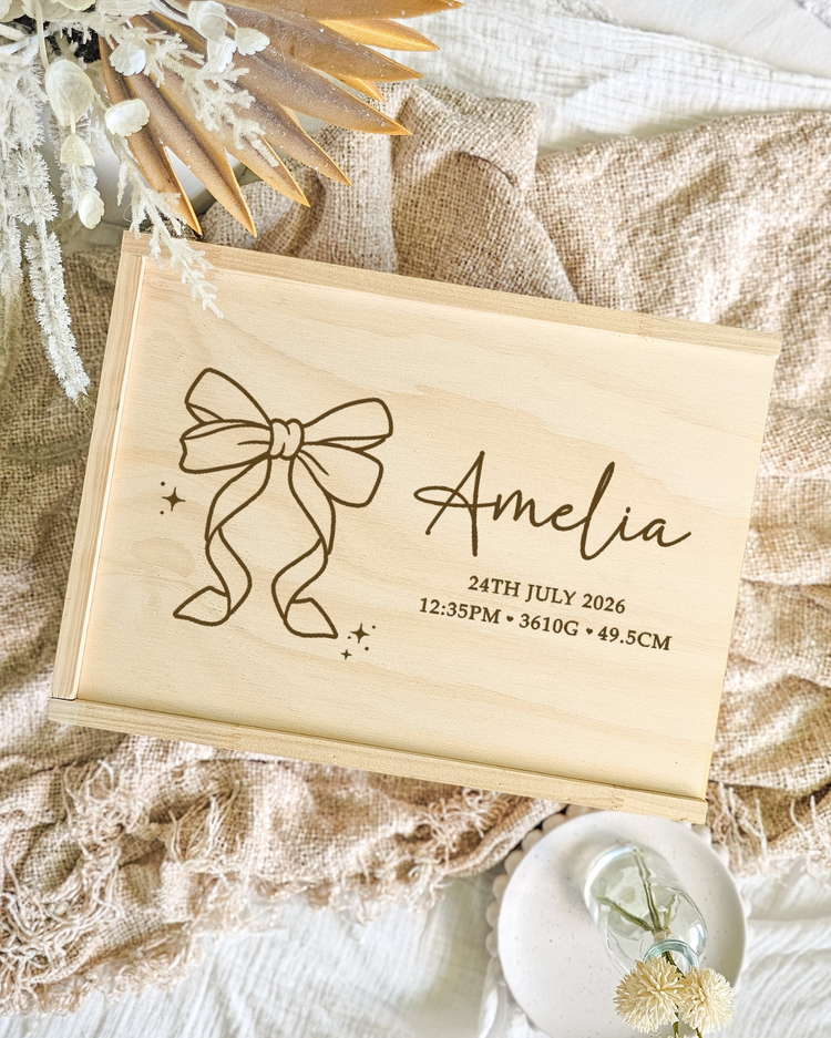 Wooden Keepsake Box - Coquette Bow Design
