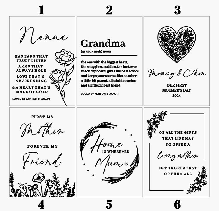Mother's Day Timber Book Frame - Multiple Designs