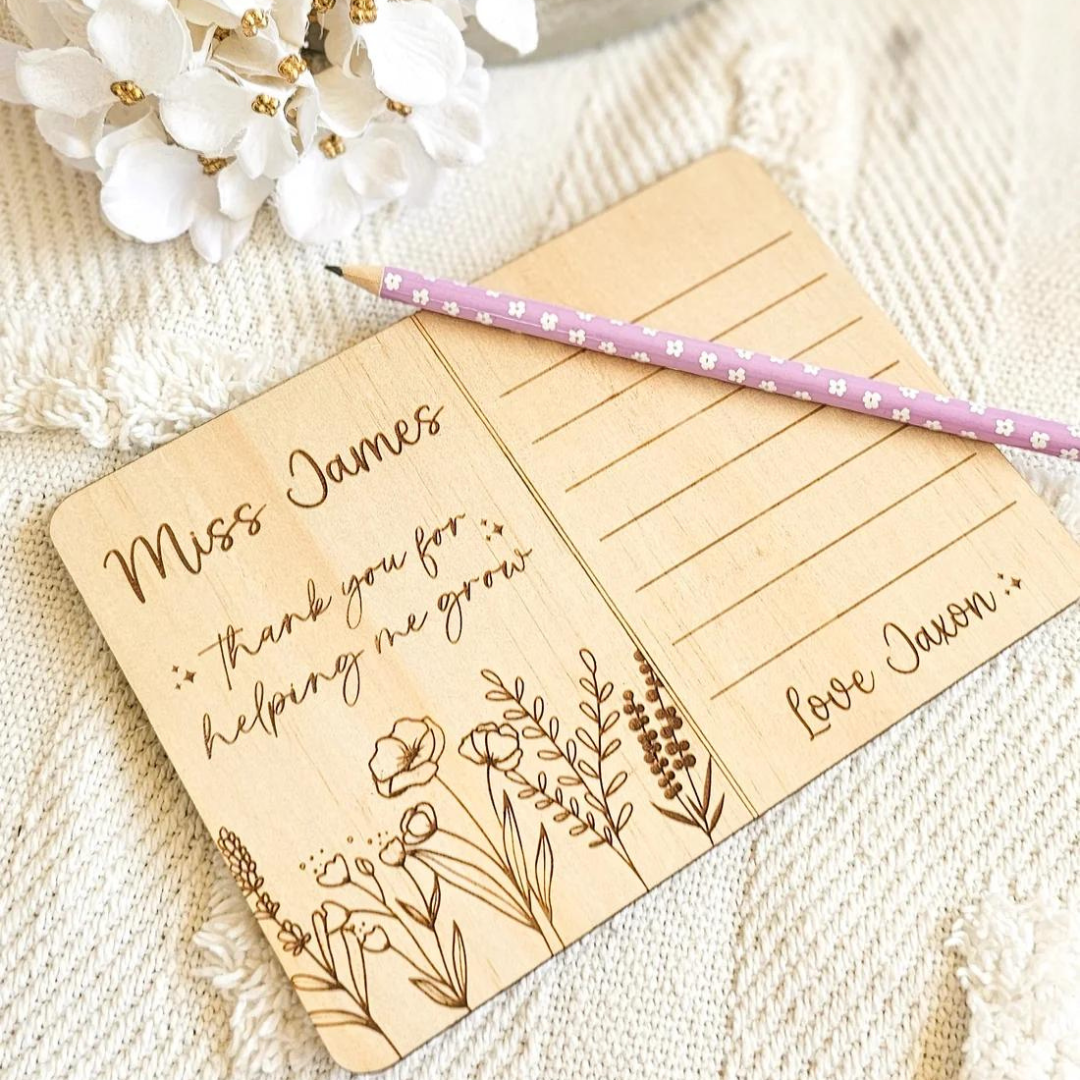 Teacher thank you postcard – Love, Abby