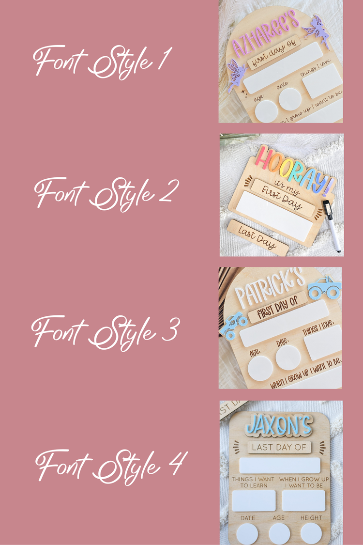 Interchangeable First Day/Last Day Plaques Only