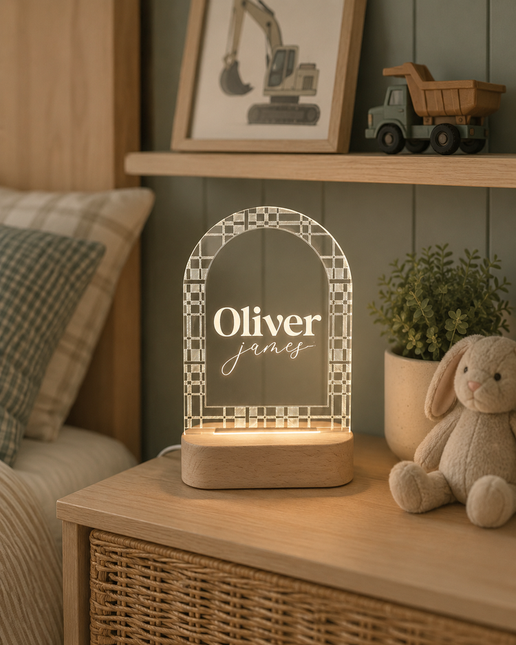 Personalised Plaid Tartan Night Light