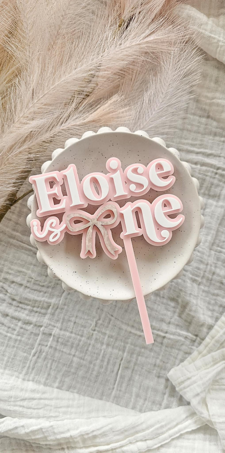 Bow Name Cake Topper