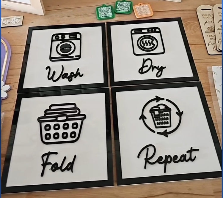 Wash, Dry, Fold, Repeat Laundry Tiles
