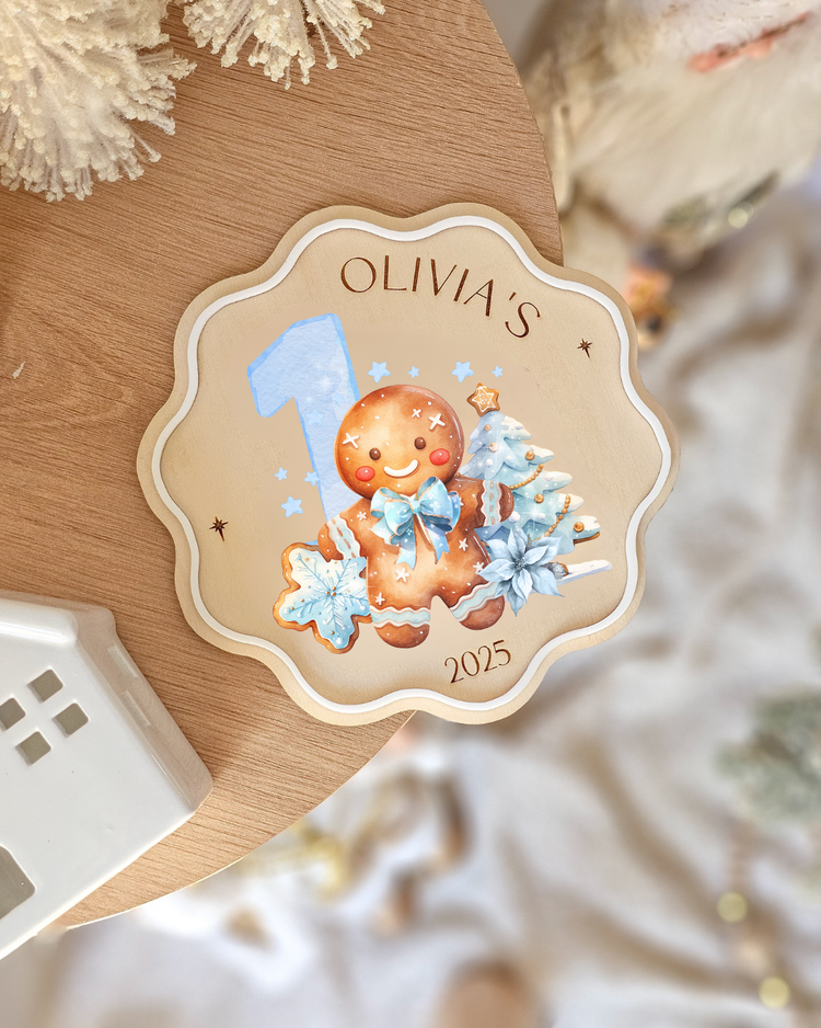 Gingerbread UV Printed First Christmas Plaque