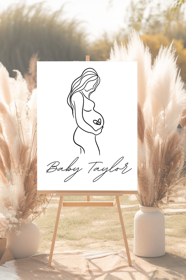 Lined Art Pregnancy Sign