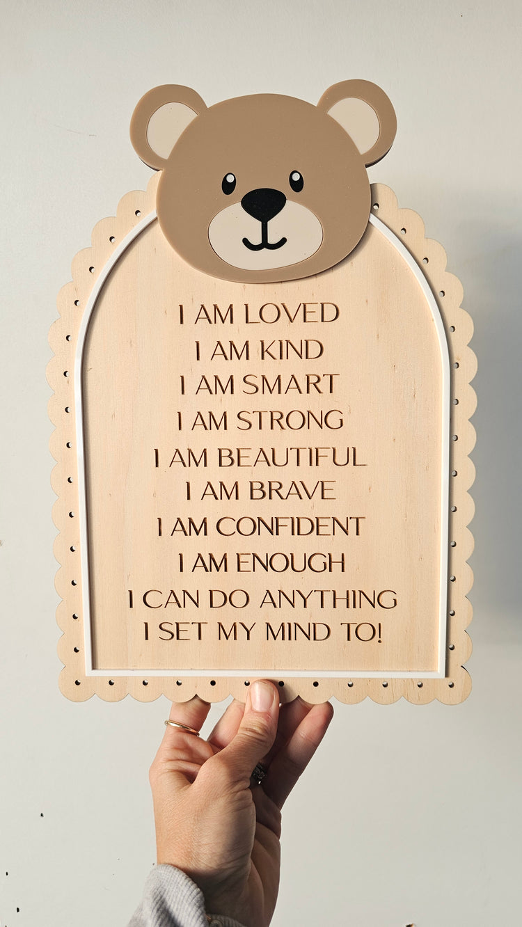 Affirmation bear plaque