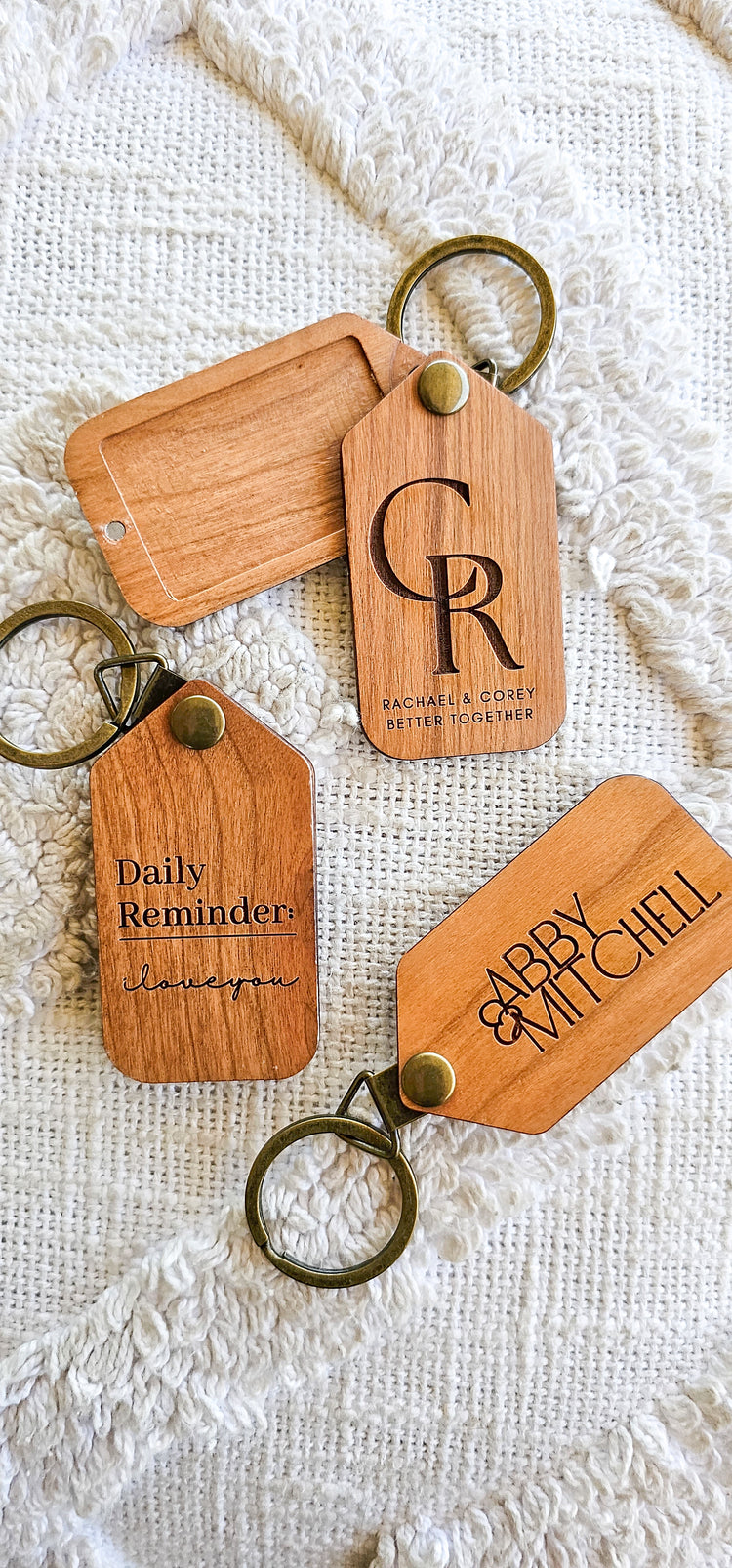 Personalised timber photo keyring