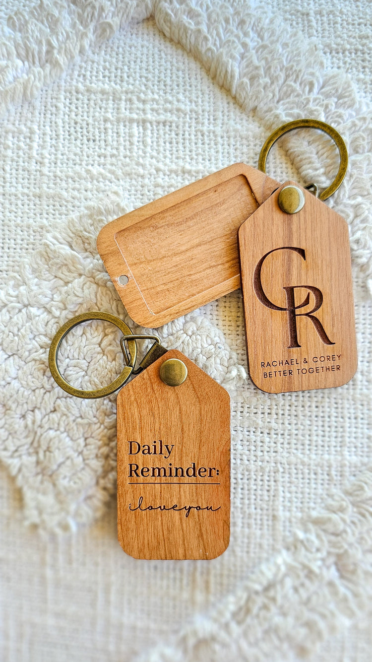 Personalised timber photo keyring