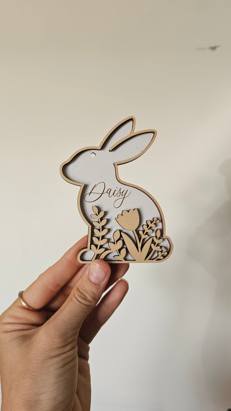 Floral Bunny Tag - Daisy