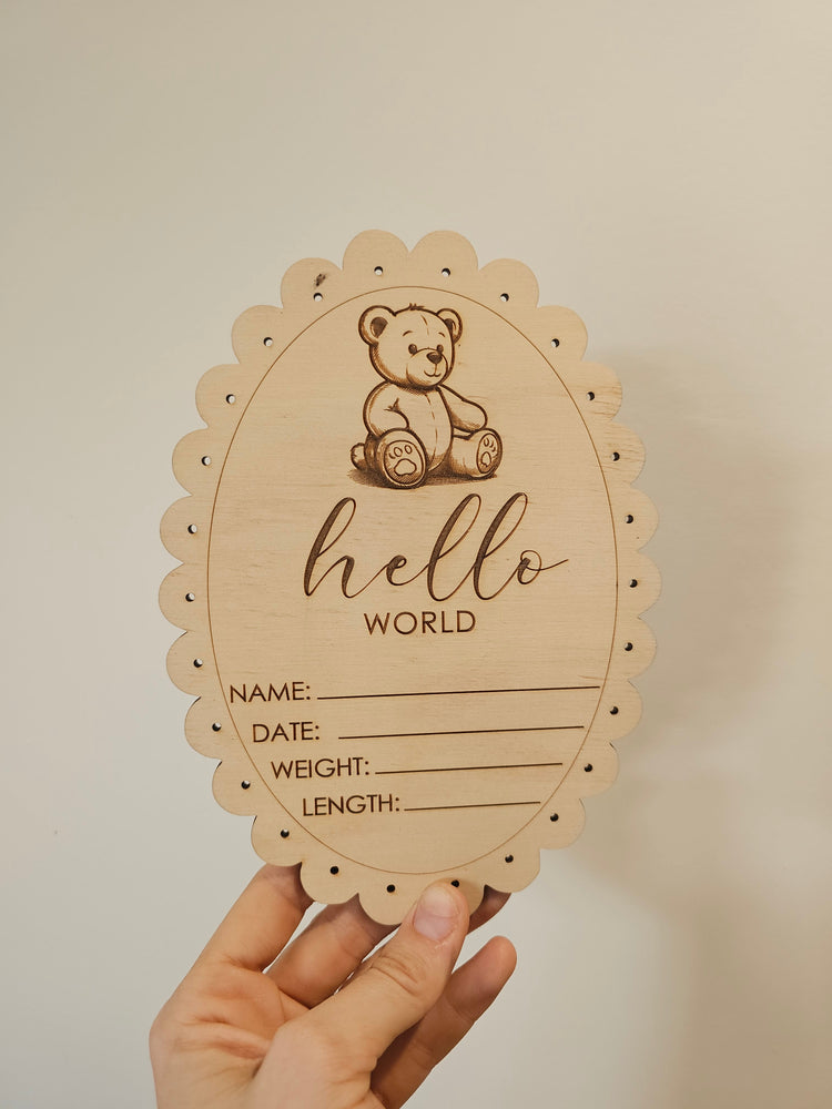 Hello world bear vintage bear announcement