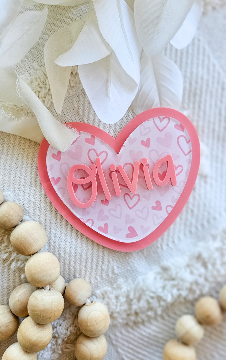 Printed Acrylic Heart Tag