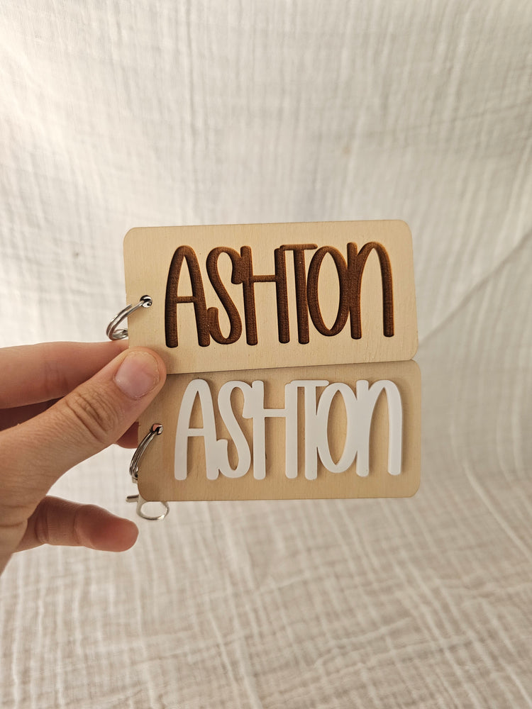 Ashton timber keyring - OM