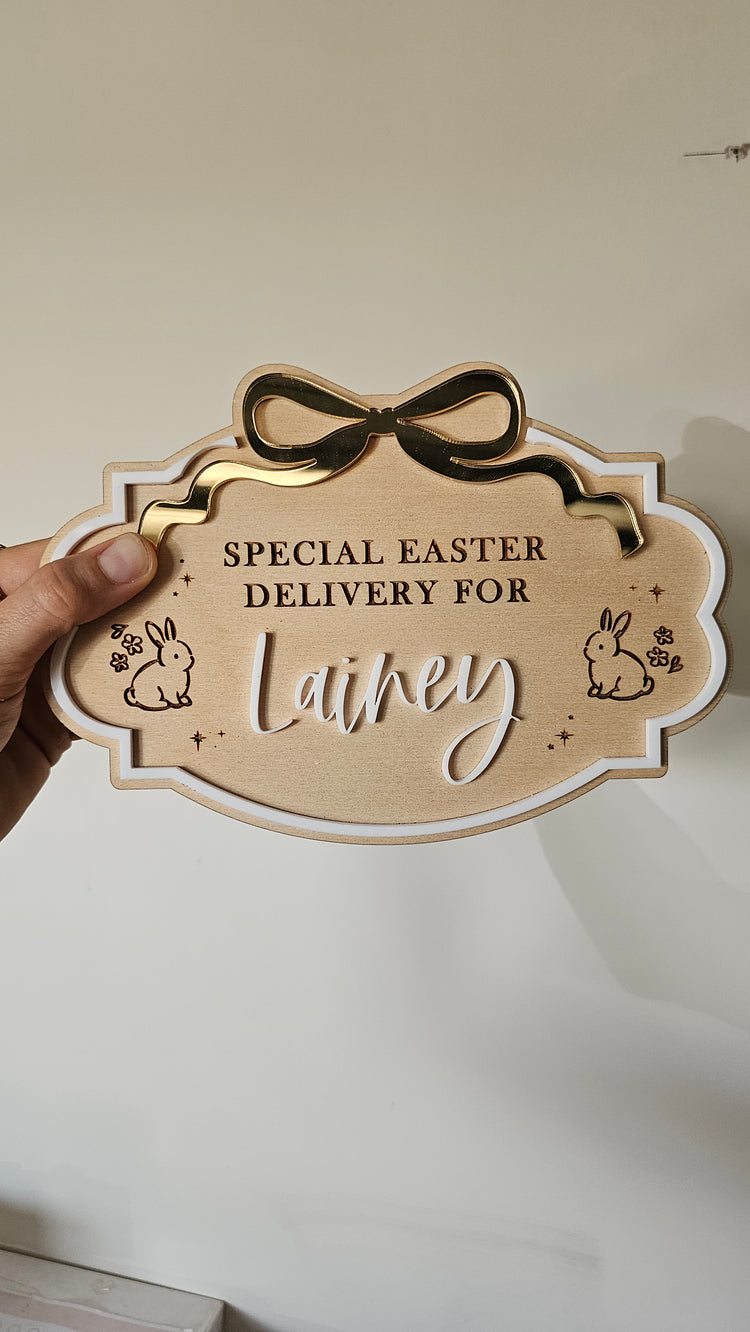 Easter Bow christmas plaque - Lainey